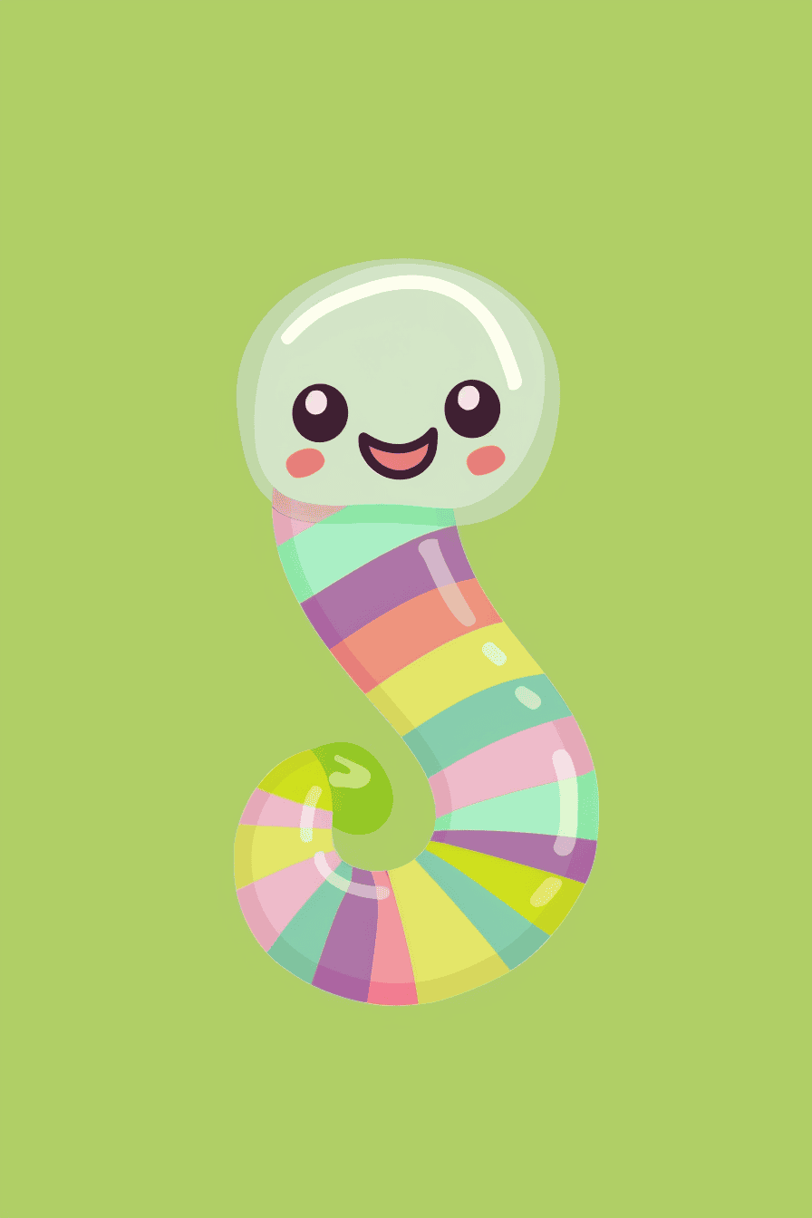 Smiling Striped Gummy Worm